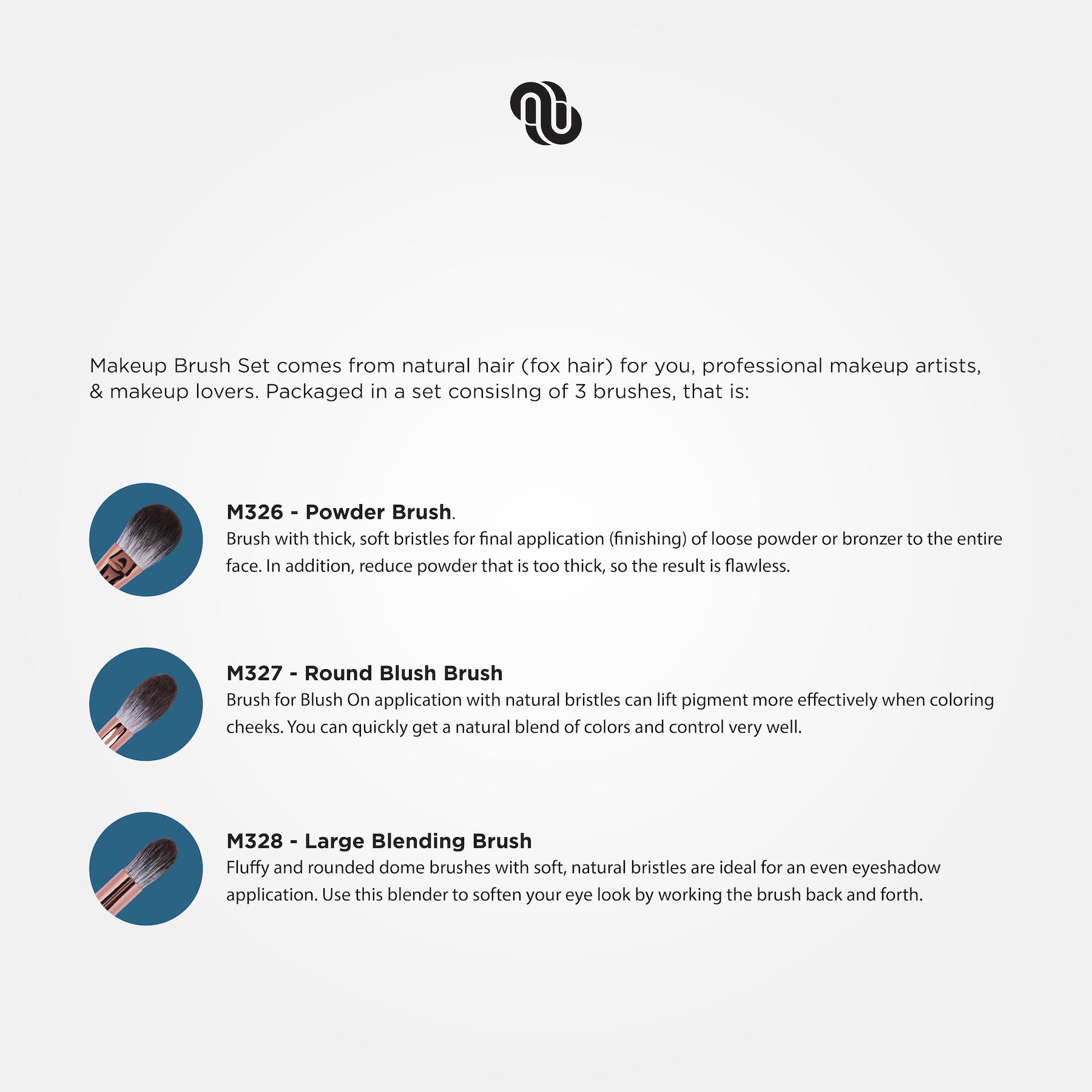 MUAQ PRO BRUSH SET (NATURAL FOX HAIR)