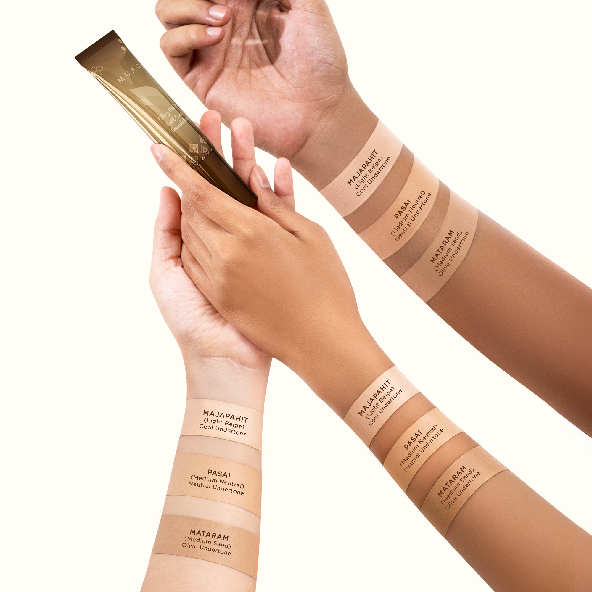 MUAQ CLAY MATTE FULL COVER FOUNDATION - MAJAPAHIT (LIGHT BEIGE)