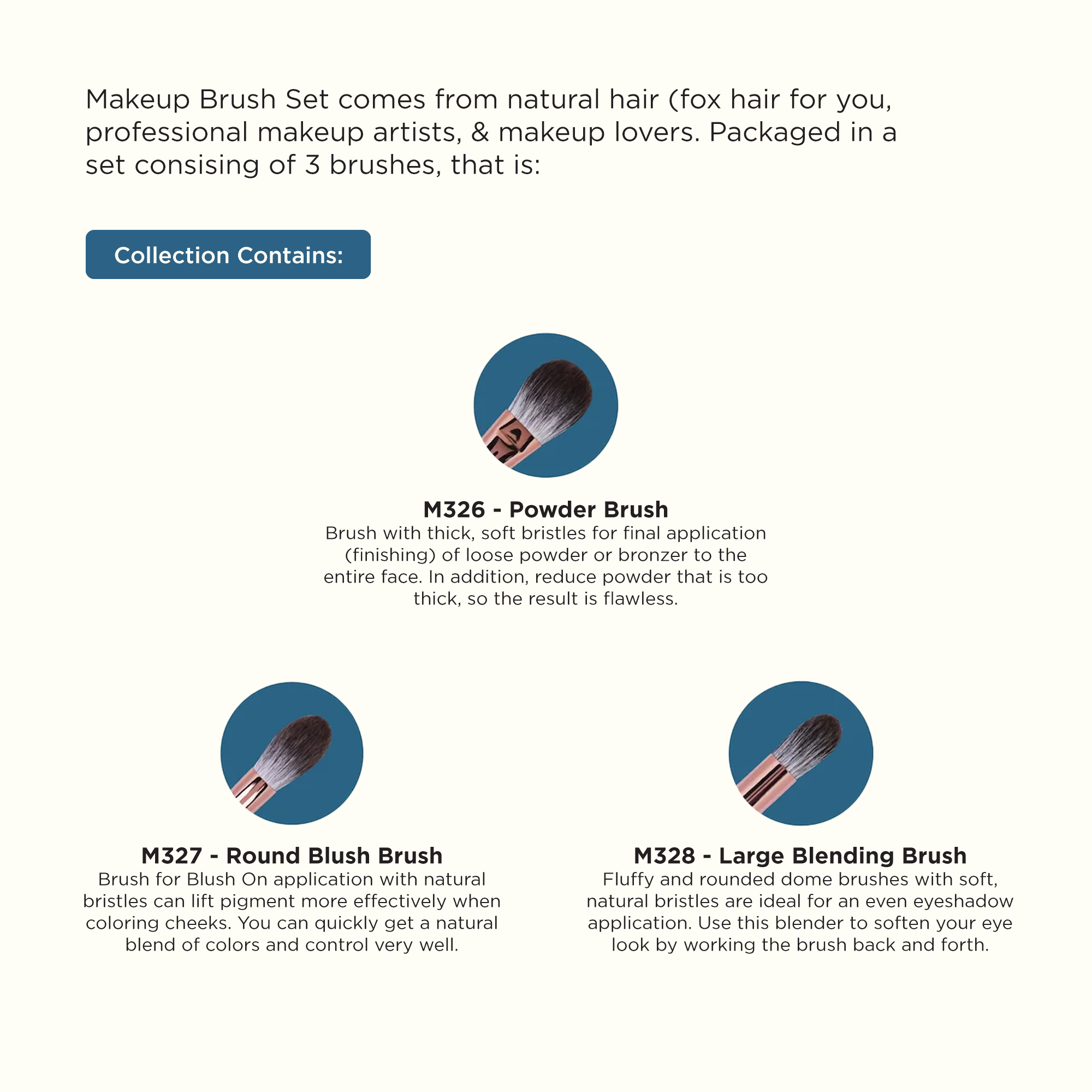 MUAQ PRO BRUSH SET (NATURAL FOX HAIR)
