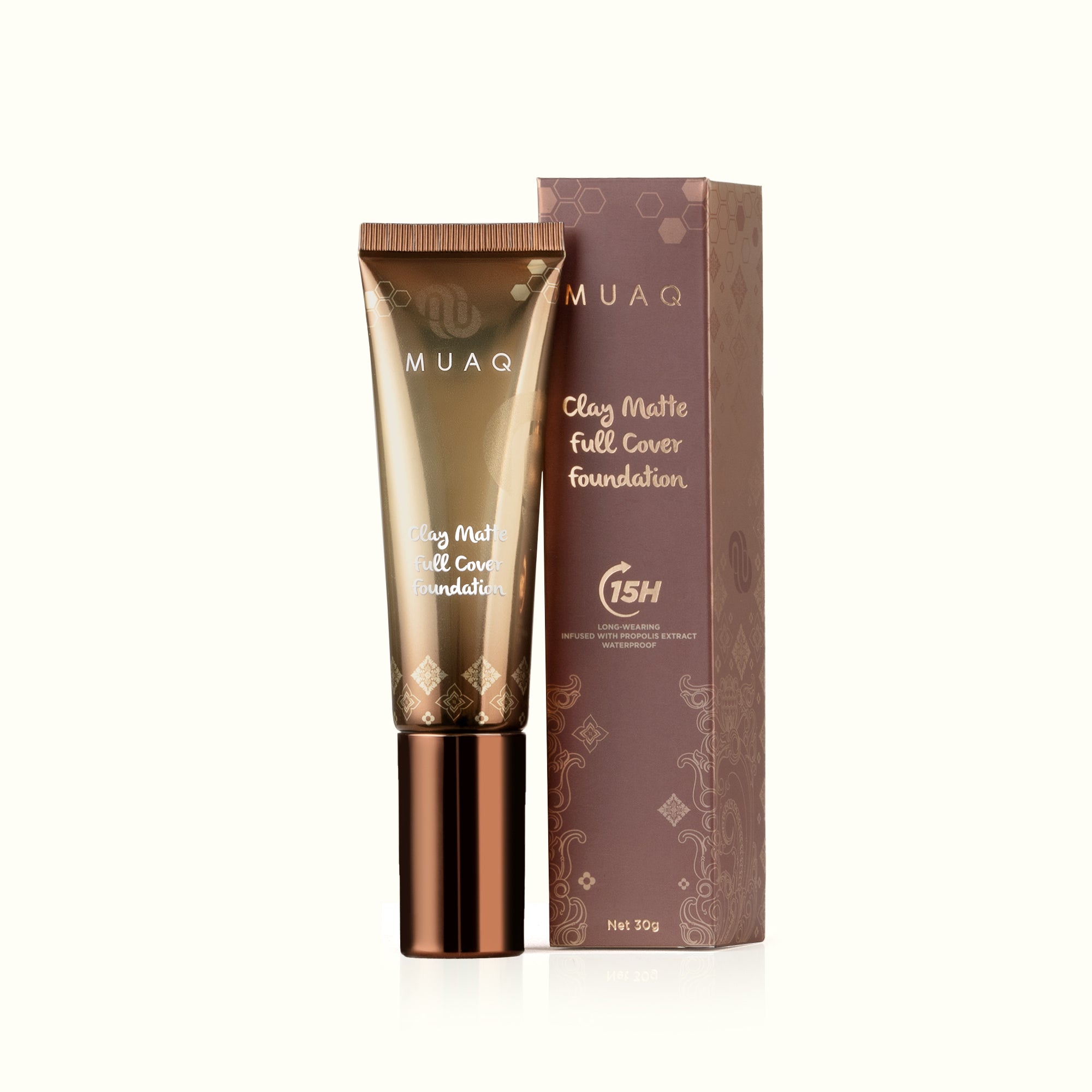 MUAQ CLAY MATTE FULL COVER FOUNDATION - MAJAPAHIT (LIGHT BEIGE)